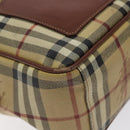 BURBERRY Nova Check Shoulder Bag PVC Leather Beige Gold Auth 128100-11
