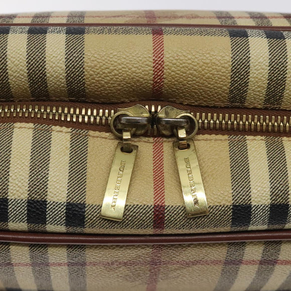 BURBERRY Nova Check Shoulder Bag PVC Leather Beige Gold Auth 128100