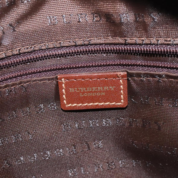 BURBERRY Nova Check Shoulder Bag PVC Leather Beige Gold Auth 128100