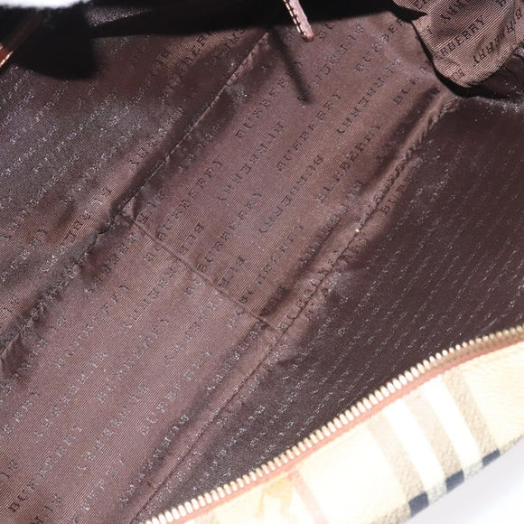 BURBERRY Nova Check Shoulder Bag PVC Leather Beige Gold Auth 128100