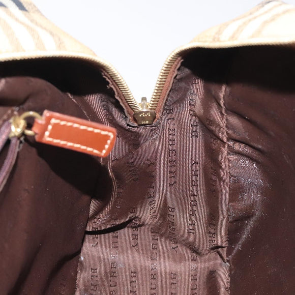 BURBERRY Nova Check Shoulder Bag PVC Leather Beige Gold Auth 128100