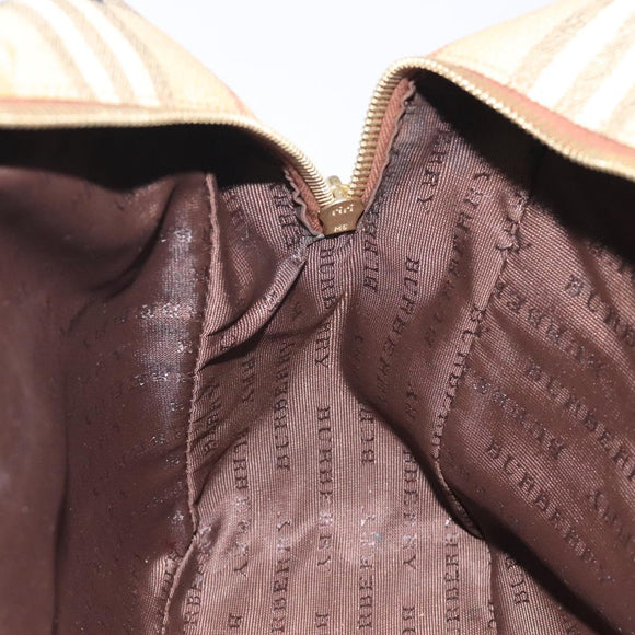 BURBERRY Nova Check Shoulder Bag PVC Leather Beige Gold Auth 128100