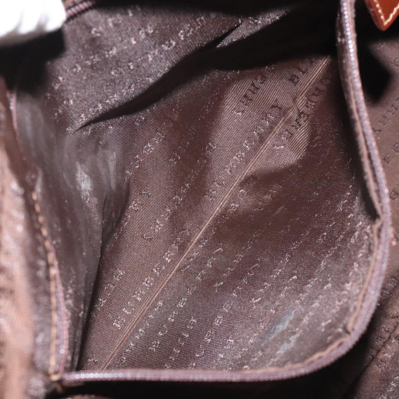 BURBERRY Nova Check Shoulder Bag PVC Leather Beige Gold Auth 128100