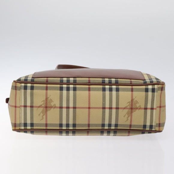 BURBERRY Nova Check Shoulder Bag PVC Leather Beige Gold Auth 128100