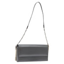 Salvatore Ferragamo Shoulder Bag Patent leather Silver tone Auth 128102-1