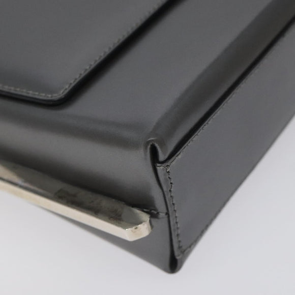 Salvatore Ferragamo Shoulder Bag Patent leather Silver tone Auth 128102