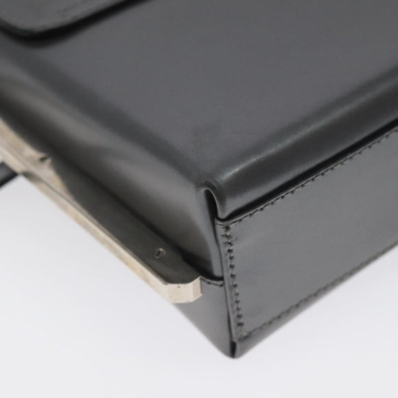 Salvatore Ferragamo Shoulder Bag Patent leather Silver tone Auth 128102