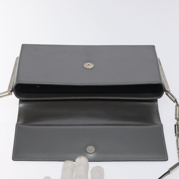 Salvatore Ferragamo Shoulder Bag Patent leather Silver tone Auth 128102