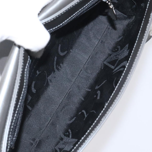 Salvatore Ferragamo Shoulder Bag Patent leather Silver tone Auth 128102