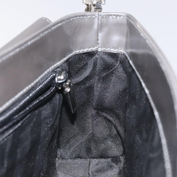 Salvatore Ferragamo Shoulder Bag Patent leather Silver tone Auth 128102