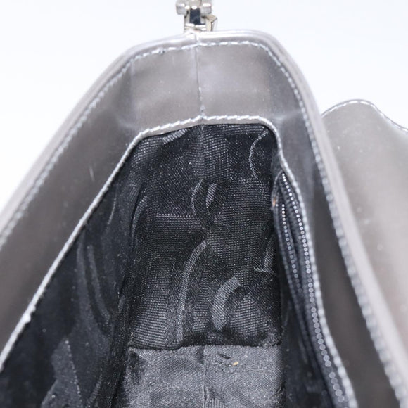 Salvatore Ferragamo Shoulder Bag Patent leather Silver tone Auth 128102