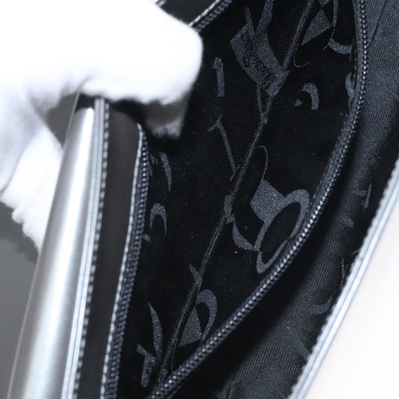 Salvatore Ferragamo Shoulder Bag Patent leather Silver tone Auth 128102