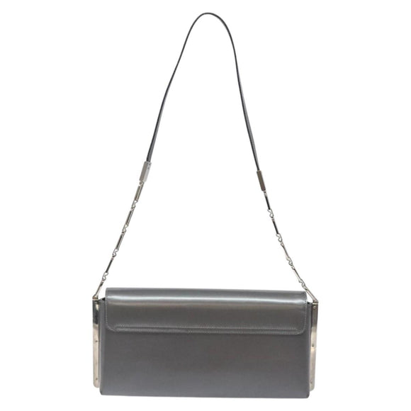 Salvatore Ferragamo Shoulder Bag Patent leather Silver tone Auth 128102