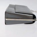 Salvatore Ferragamo Shoulder Bag Patent leather Silver tone Auth 128102-3