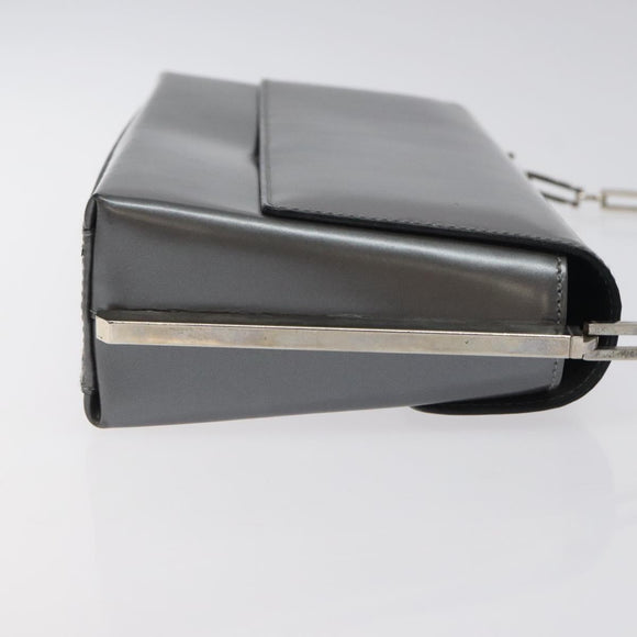 Salvatore Ferragamo Shoulder Bag Patent leather Silver tone Auth 128102