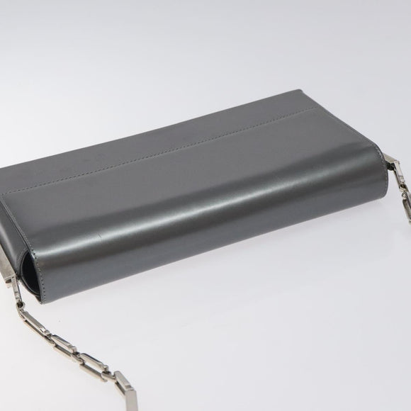 Salvatore Ferragamo Shoulder Bag Patent leather Silver tone Auth 128102