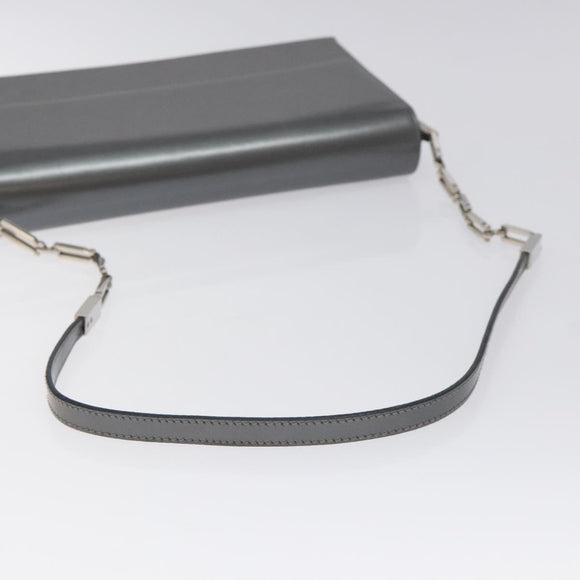 Salvatore Ferragamo Shoulder Bag Patent leather Silver tone Auth 128102