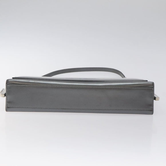 Salvatore Ferragamo Shoulder Bag Patent leather Silver tone Auth 128102