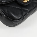 CHANEL Chain Pouch Shoulder Bag Lamb Skin Black Gold CC Auth 128104SM-16