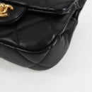 CHANEL Chain Pouch Shoulder Bag Lamb Skin Black Gold CC Auth 128104SM-17