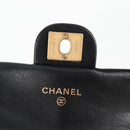CHANEL Chain Pouch Shoulder Bag Lamb Skin Black Gold CC Auth 128104SM-21