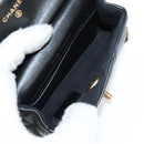 CHANEL Chain Pouch Shoulder Bag Lamb Skin Black Gold CC Auth 128104SM-9