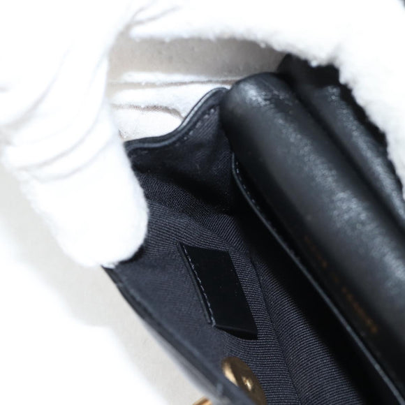 CHANEL Chain Pouch Shoulder Bag Lamb Skin Black Gold CC Auth 128104SM