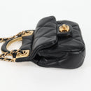 CHANEL Chain Pouch Shoulder Bag Lamb Skin Black Gold CC Auth 128104SM-3