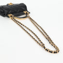 CHANEL Chain Pouch Shoulder Bag Lamb Skin Black Gold CC Auth 128104SM-7