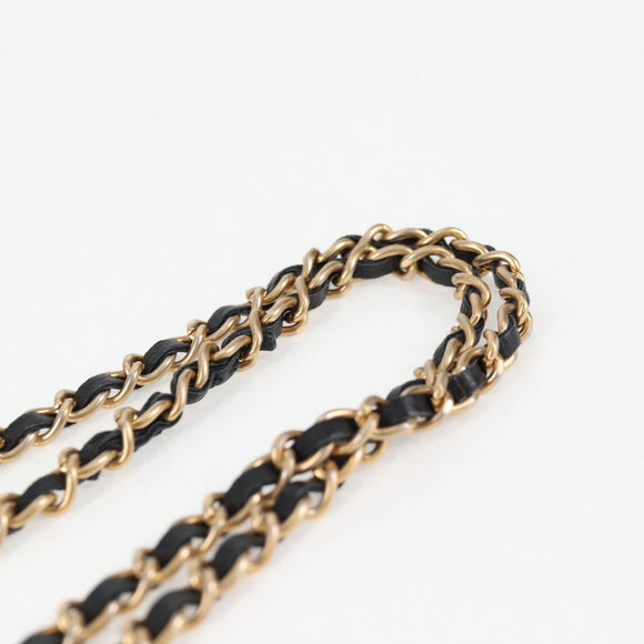 CHANEL Chain Pouch Shoulder Bag Lamb Skin Black Gold CC Auth 128104SM