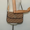 Christian Dior Trotter Canvas Shoulder Bag Brown Gold Auth 128106-21