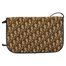 Christian Dior Trotter Canvas Shoulder Bag Brown Gold Auth 128106-2