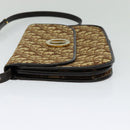 Christian Dior Trotter Canvas Shoulder Bag Brown Gold Auth 128106-3