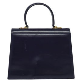Salvatore Ferragamo Gancini Hand Bag Leather 2way Purple Gold Auth 128108A - 0
