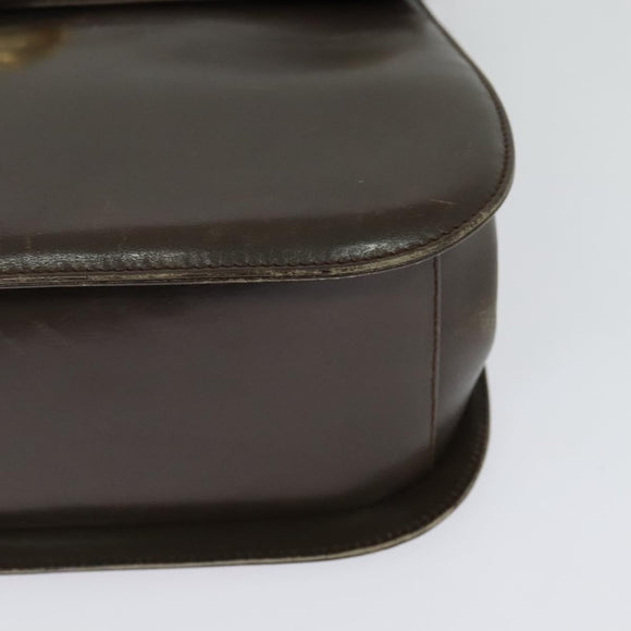 Salvatore Ferragamo Gancini Shoulder Bag Leather Brown Gold Auth 128109