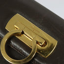 Salvatore Ferragamo Gancini Shoulder Bag Leather Brown Gold Auth 128109-17