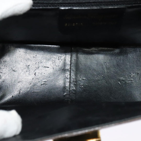 Salvatore Ferragamo Gancini Shoulder Bag Leather Brown Gold Auth 128109