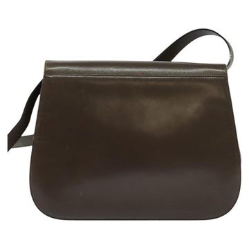 Salvatore Ferragamo Gancini Shoulder Bag Leather Brown Gold Auth 128109 - 0