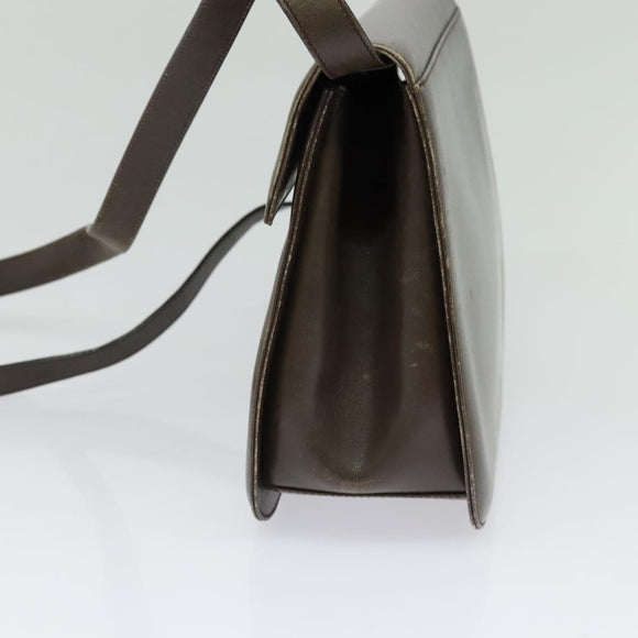 Salvatore Ferragamo Gancini Shoulder Bag Leather Brown Gold Auth 128109