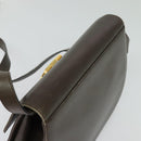 Salvatore Ferragamo Gancini Shoulder Bag Leather Brown Gold Auth 128109-6