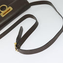 Salvatore Ferragamo Gancini Shoulder Bag Leather Brown Gold Auth 128109-7