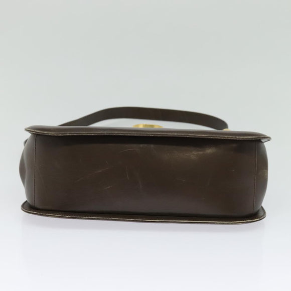 Salvatore Ferragamo Gancini Shoulder Bag Leather Brown Gold Auth 128109