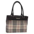 BURBERRY Nova Check Hand Bag Canvas Beige Silver Auth 128124-1