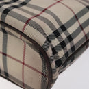 BURBERRY Nova Check Hand Bag Canvas Beige Silver Auth 128124-9