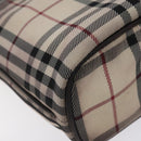 BURBERRY Nova Check Hand Bag Canvas Beige Silver Auth 128124-14