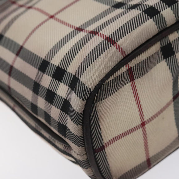 BURBERRY Nova Check Hand Bag Canvas Beige Silver Auth 128124