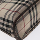 BURBERRY Nova Check Hand Bag Canvas Beige Silver Auth 128124-16