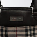 BURBERRY Nova Check Hand Bag Canvas Beige Silver Auth 128124-10