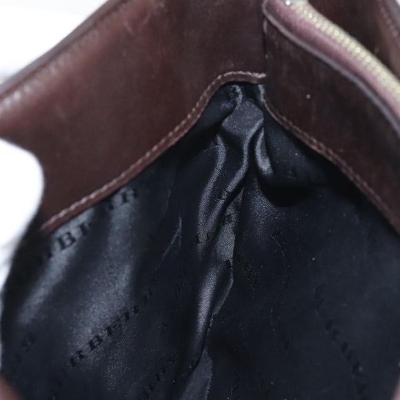 BURBERRY Nova Check Hand Bag Canvas Beige Silver Auth 128124