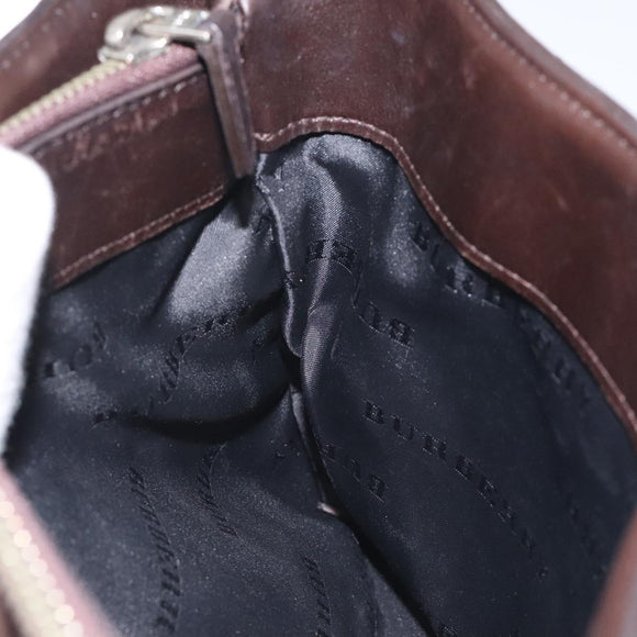 BURBERRY Nova Check Hand Bag Canvas Beige Silver Auth 128124